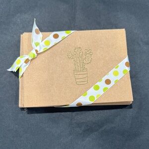 Cactus Design Brown Note Cards with Ribbon